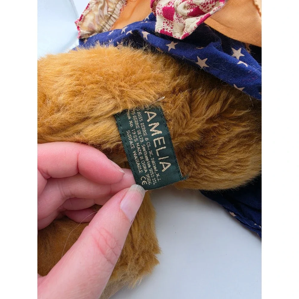Russ Berrie Amelia Teddy Bear Vintage 1995 Americana Star Dress Plush 9506